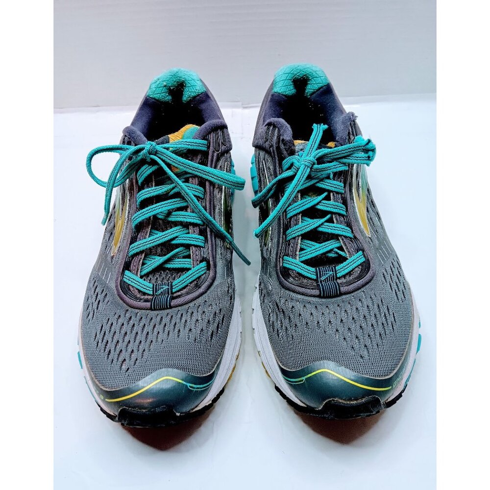 Brooks Womens Running Shoes Gray Teal & Yellow Size 8.5